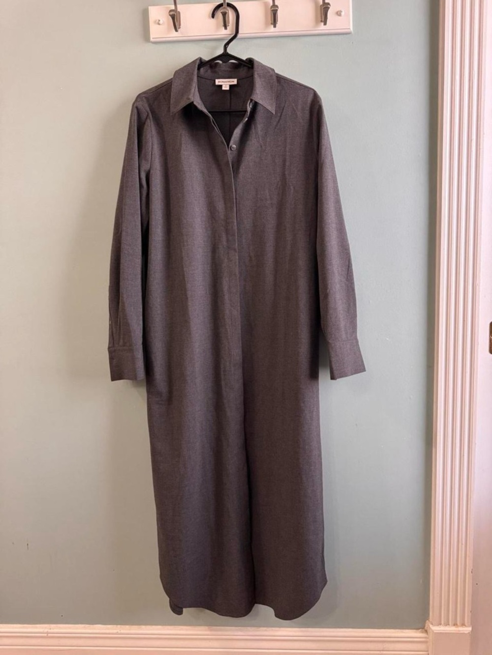 Nordstrom Charcoal Gray Maxi Shirt Dress